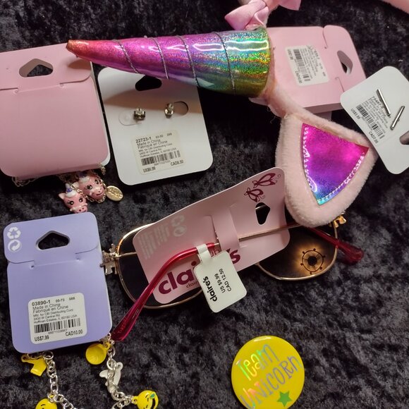 Claire's Girls Unicorn Headband Sunglasses Jewelry Set & Hypoallergenic Earrings - Picture 11 of 11